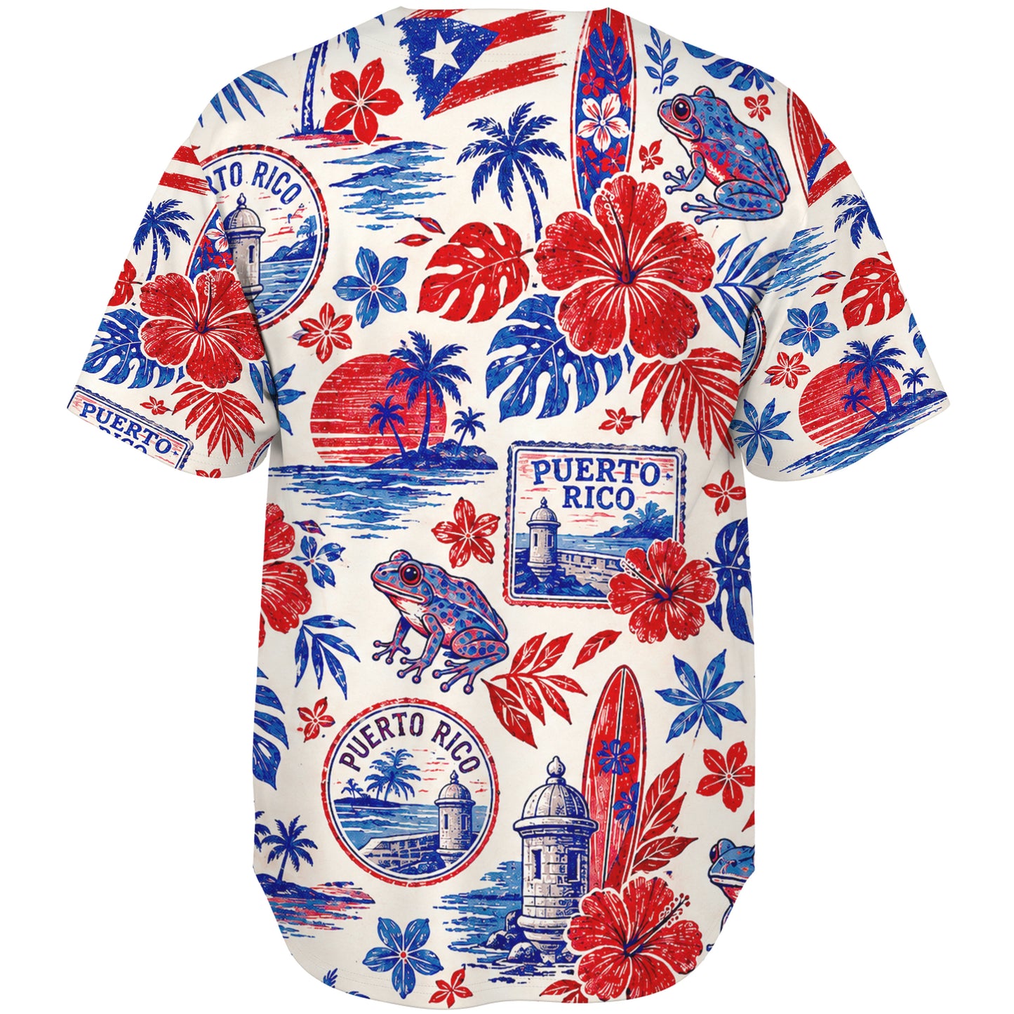 Puerto Rico Baseball Shirt Coqui Hibiscus Vintage Island Postcard