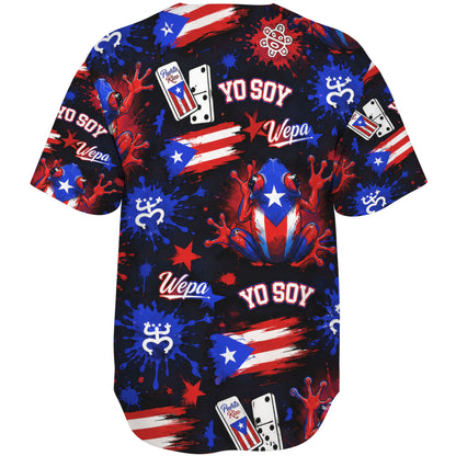 Puerto Rico Baseball Shirt Coqui Yo Soy Boricua Street Splash