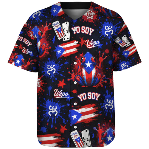 Puerto Rico Baseball Shirt Coqui Yo Soy Boricua Street Splash