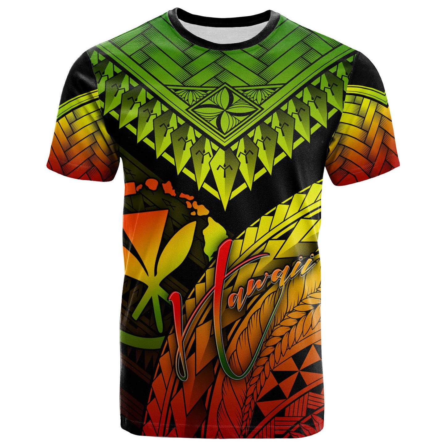 Hawaii Custom Personalised T-Shirt - Polynesian Necklace and Lauhala