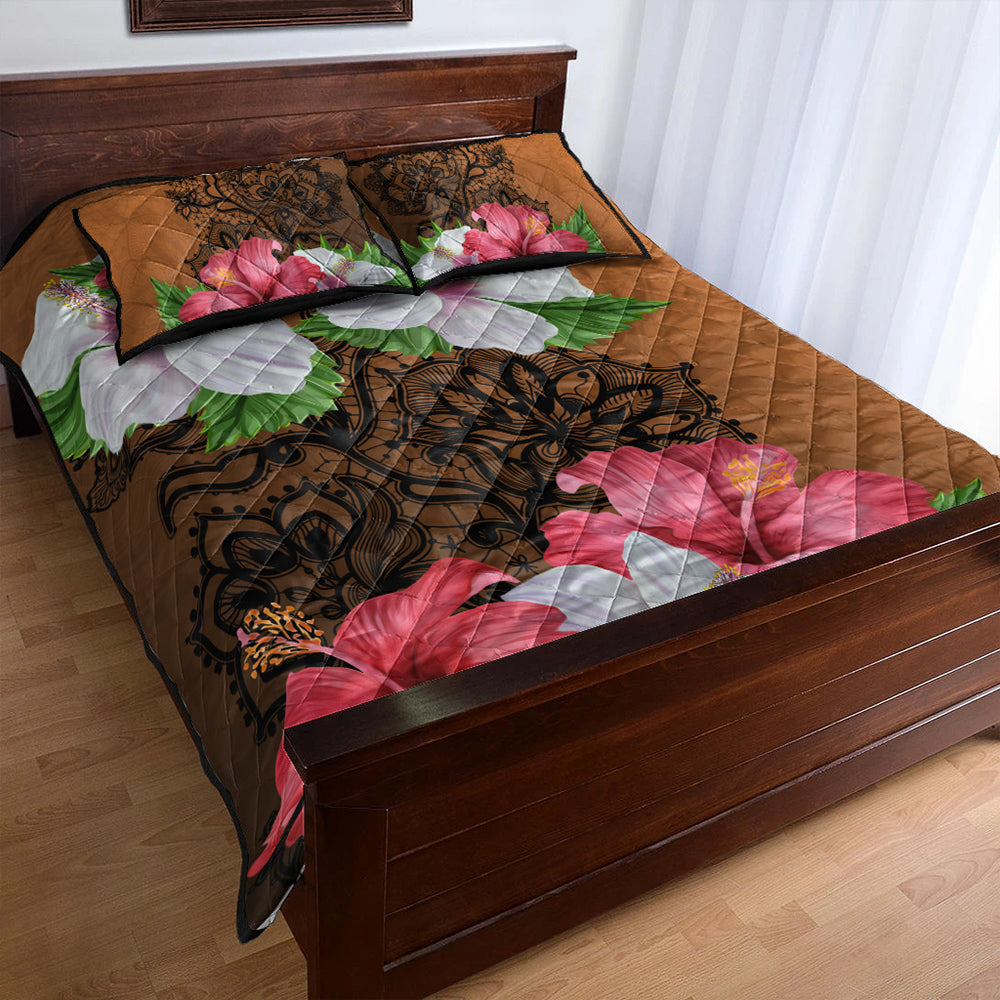 Hawaii Quilt Bed Set Hibiscus Flower Polynesia