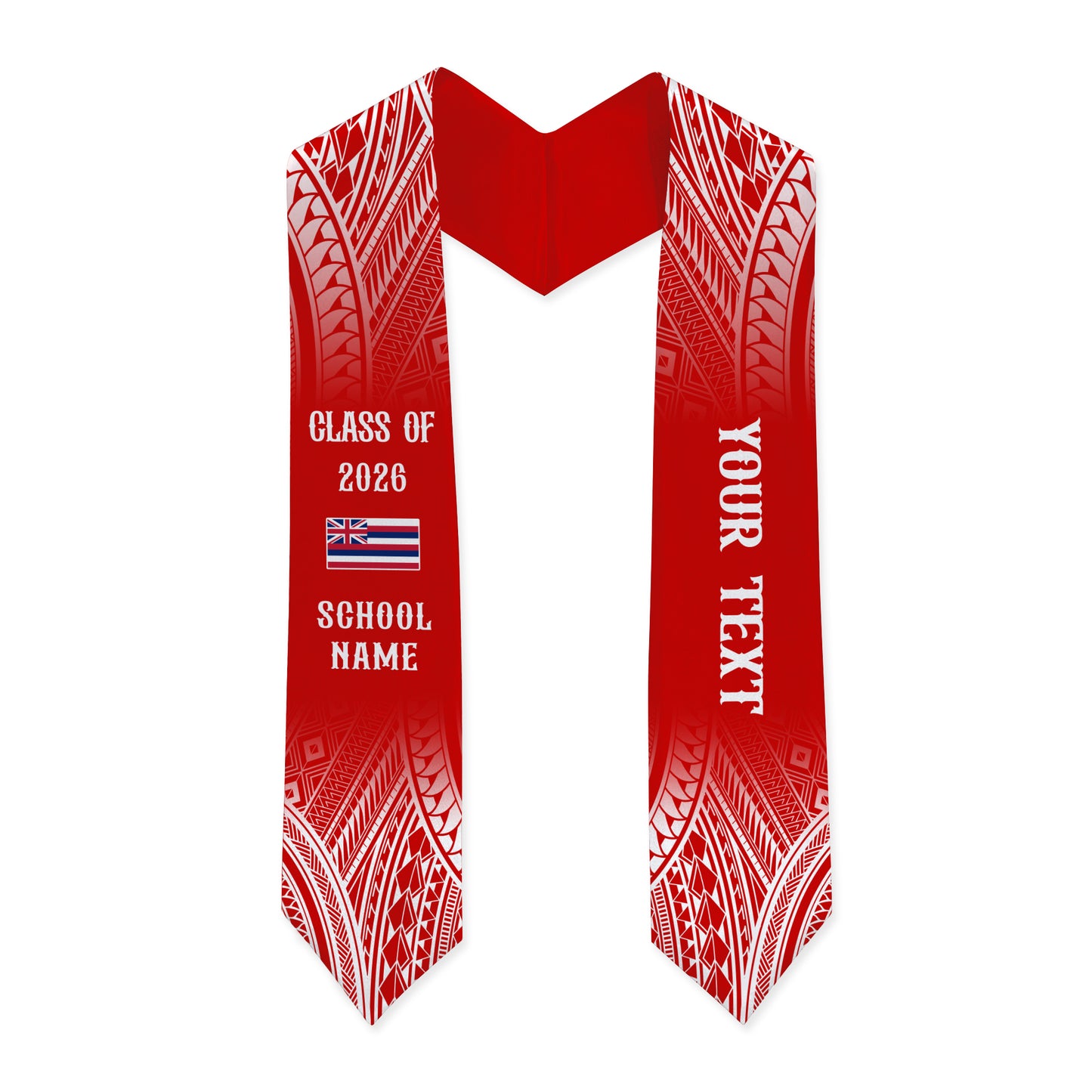 Hawaii Graduation Stole Custom 2026 Polynesian Tribal Blue Hawaiian Flag