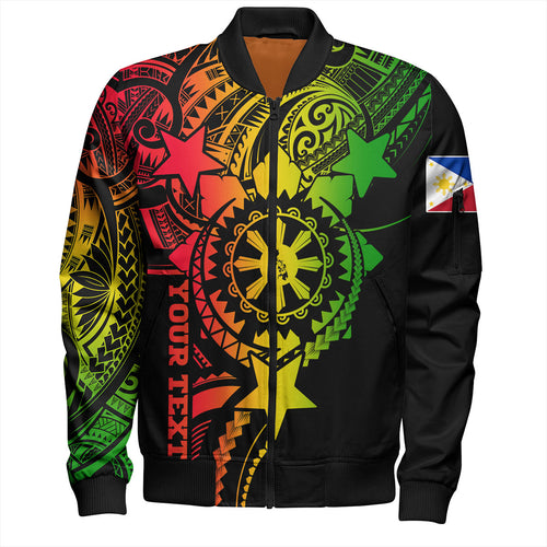 Philippines Filipinos Bomber Jacket - Proud To Be Filipino Tribal Sun Batok Reggae Style