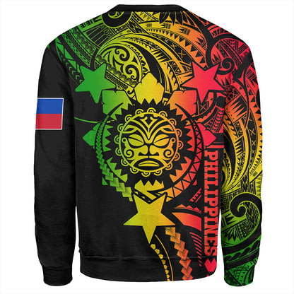 Philippines Filipinos Sweatshirt - Proud To Be Filipino Tribal Sun Batok Reggae Style