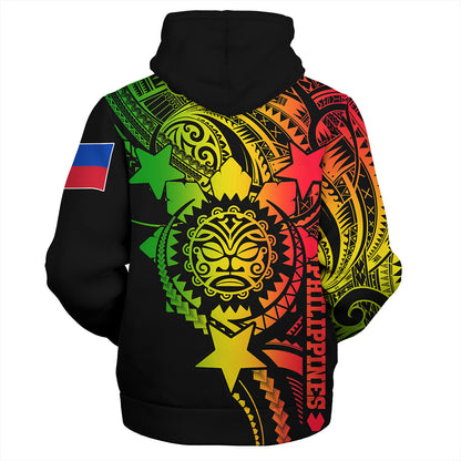 Philippines Filipinos Sherpa Hoodie - Proud To Be Filipino Tribal Sun Batok Reggae Style