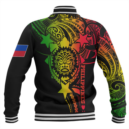 Philippines Filipinos Baseball Jacket - Proud To Be Filipino Tribal Sun Batok Reggae Style