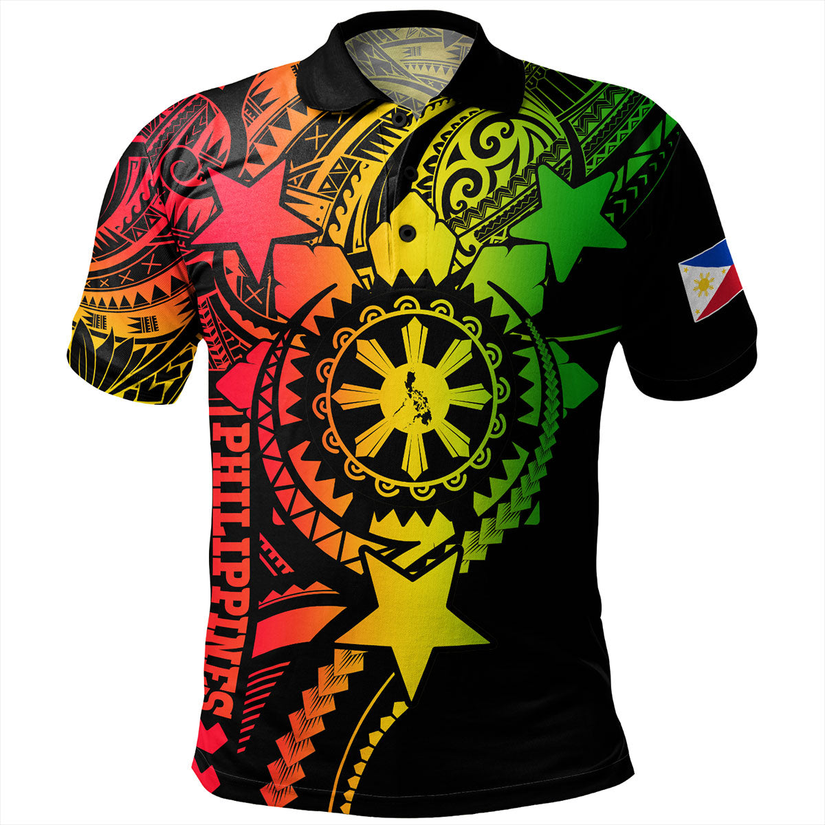 Philippines Filipinos Polo Shirt - Proud To Be Filipino Tribal Sun Batok Reggae Style