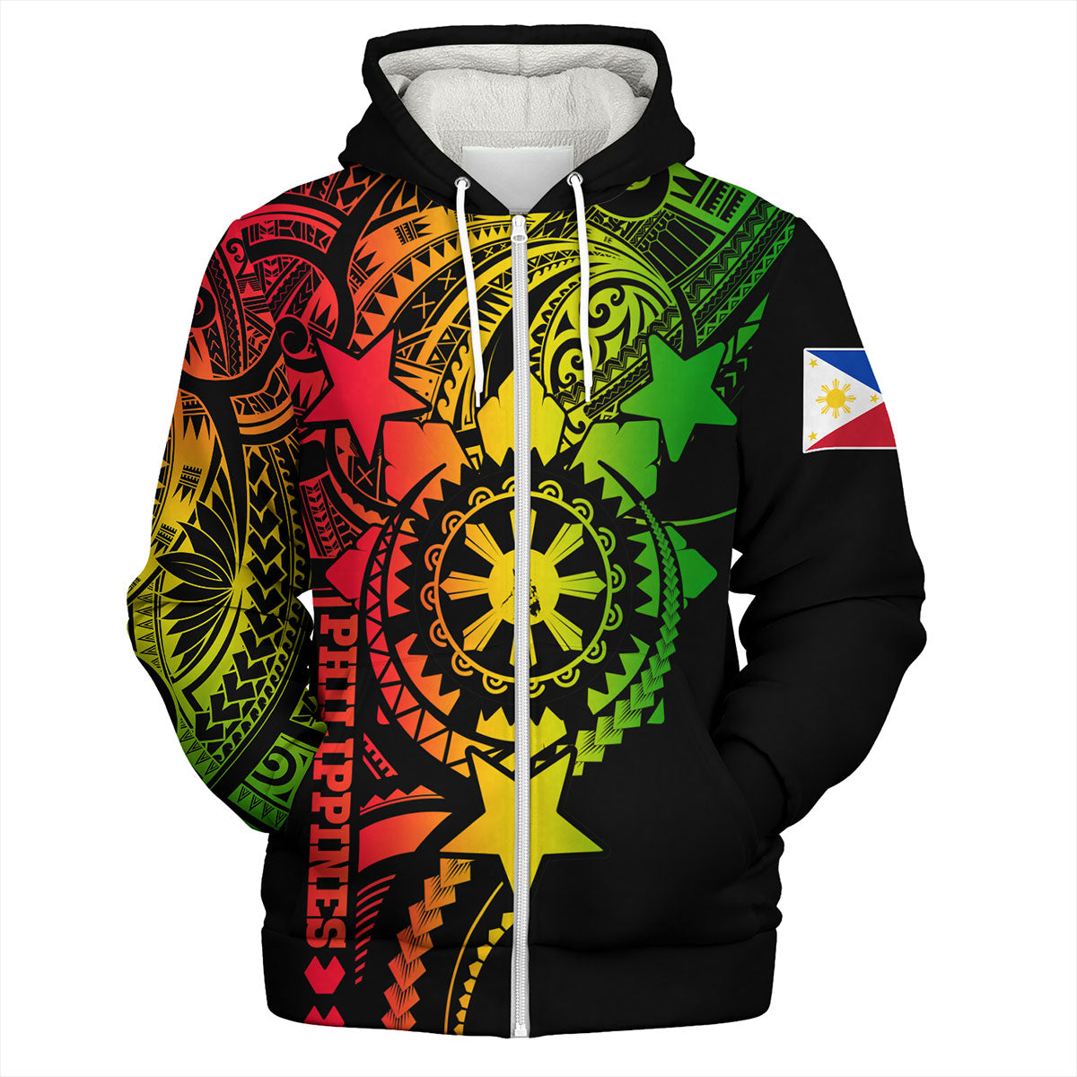 Philippines Filipinos Sherpa Hoodie - Proud To Be Filipino Tribal Sun Batok Reggae Style