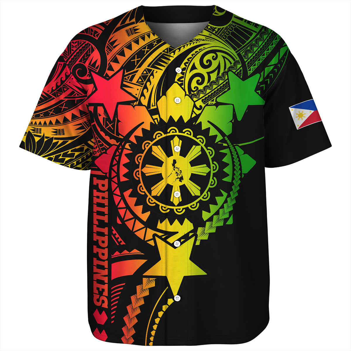 Philippines Filipinos Baseball Shirt - Proud To Be Filipino Tribal Sun Batok Reggae Style