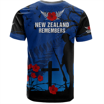 New Zealand T-Shirt Silver Fern Lest We Forget Remember
