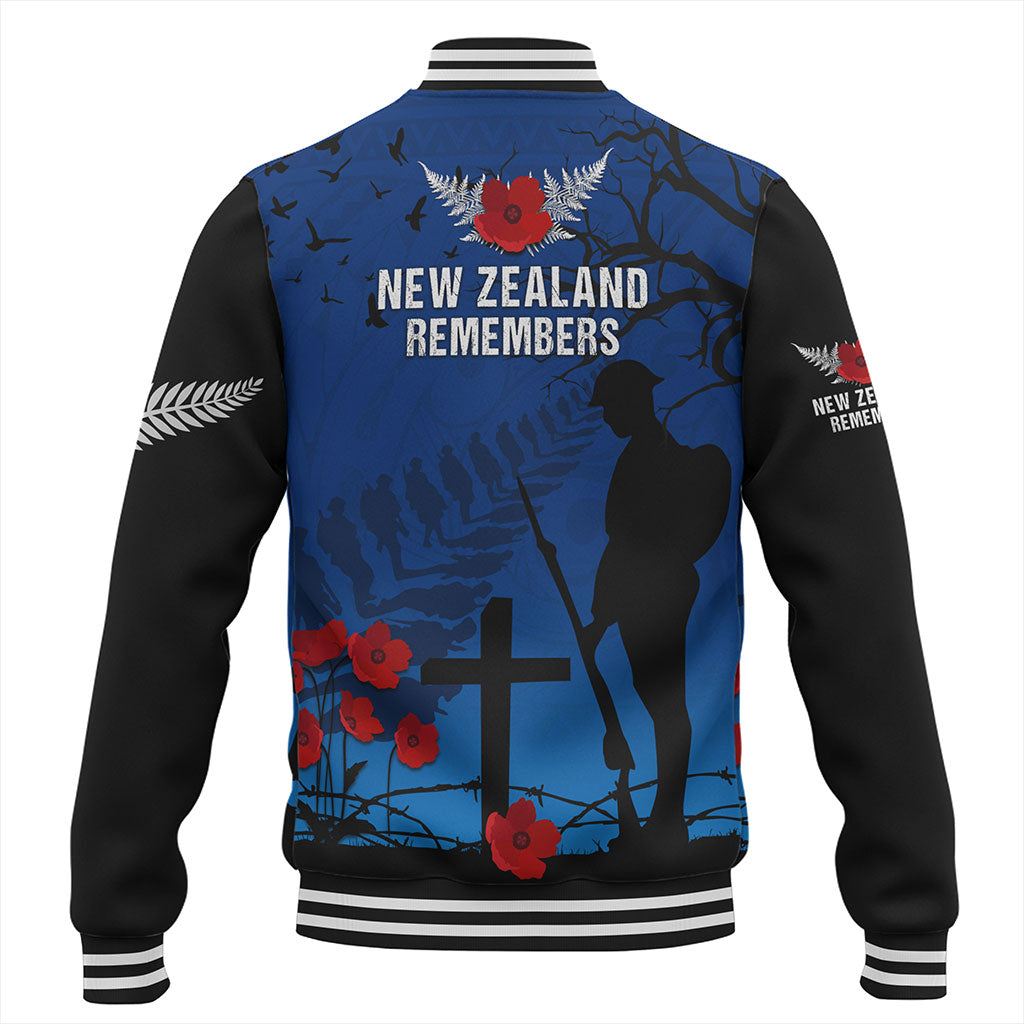New Zealand Baseball Jacket Silver Fern Lest We Forget Remember