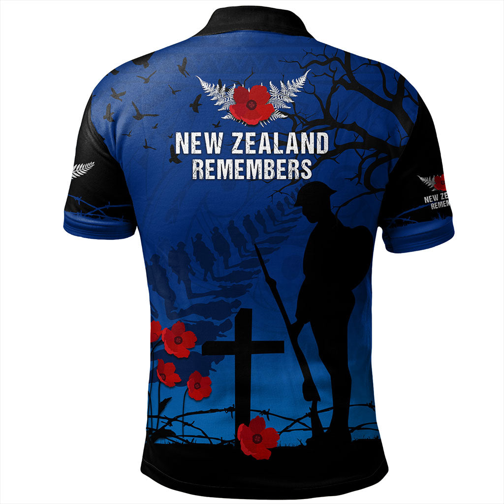 New Zealand Polo Shirt Silver Fern Lest We Forget Remember