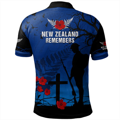 New Zealand Polo Shirt Silver Fern Lest We Forget Remember