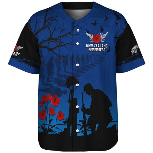 New Zealand Baseball Shirt Silver Fern Lest We Forget Remember