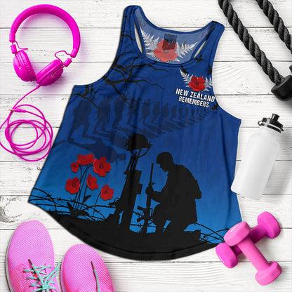 New Zealand Women Tank Silver Fern Lest We Forget Remember