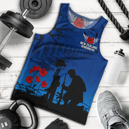 New Zealand Tank Top Silver Fern Lest We Forget Remember