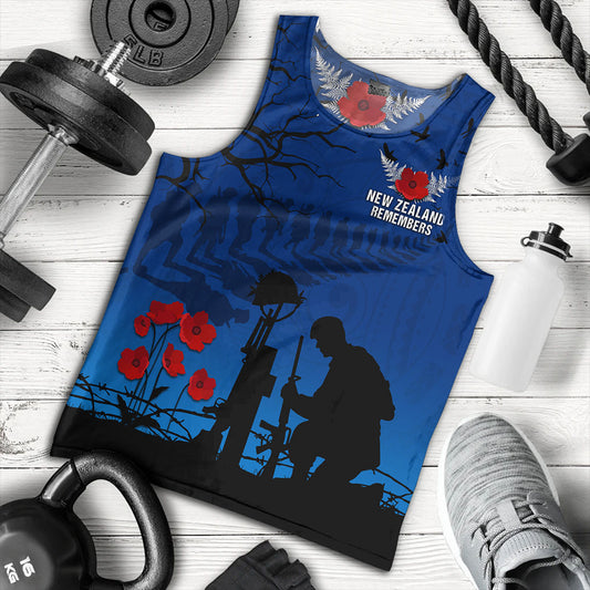 New Zealand Tank Top Silver Fern Lest We Forget Remember