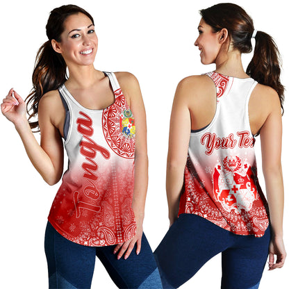 Tonga Women Tank Custom Pattern Ngatu With Paisley Style