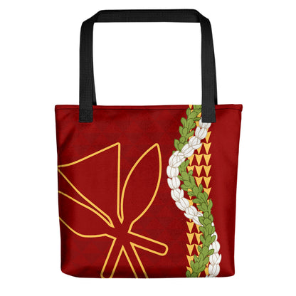 Hawaii Tote Bag Kanaka Maoli Puakenikeni Maile Flower Lei