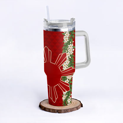 Philippines Filipinos 40oz Tumbler Sampaguita Flower Sun Pattern Island Style