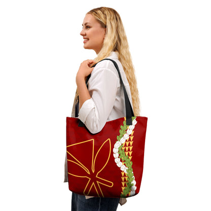 Hawaii Tote Bag Kanaka Maoli Puakenikeni Maile Flower Lei
