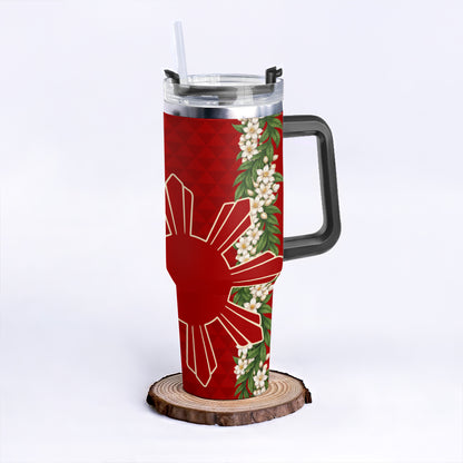 Philippines Filipinos 40oz Tumbler Sampaguita Flower Sun Pattern Island Style