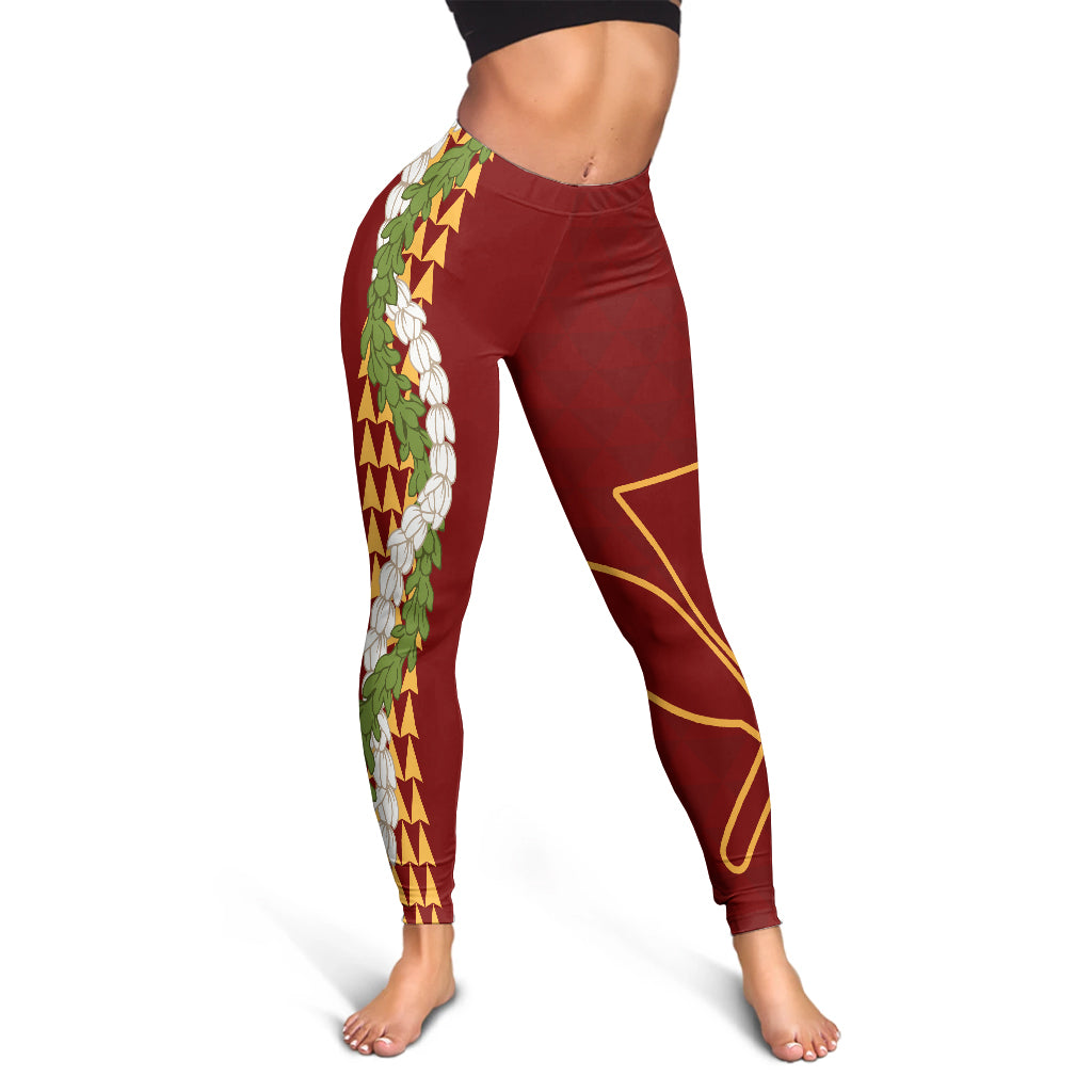 Hawaii Legging Kanaka Maoli Puakenikeni Maile Flower Lei