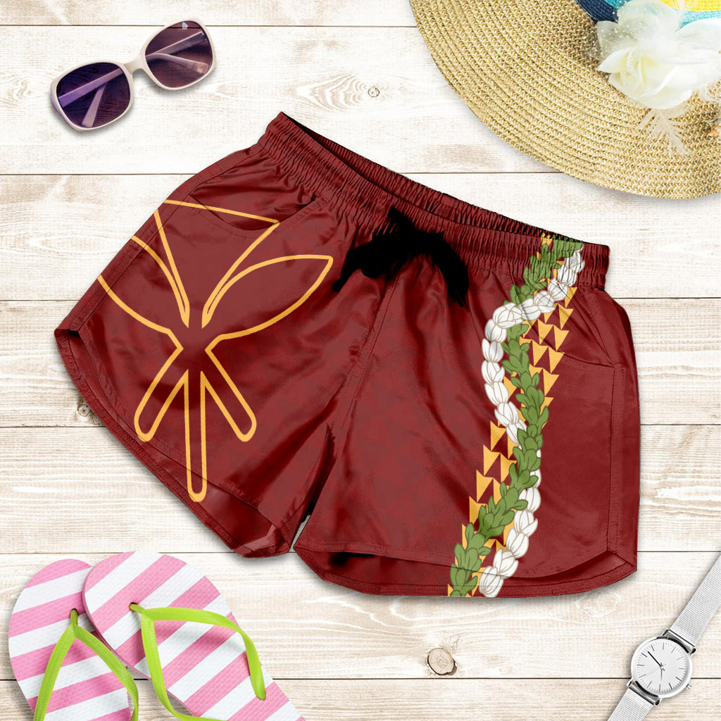 Hawaii Women Shorts Kanaka Maoli Puakenikeni Maile Flower Lei