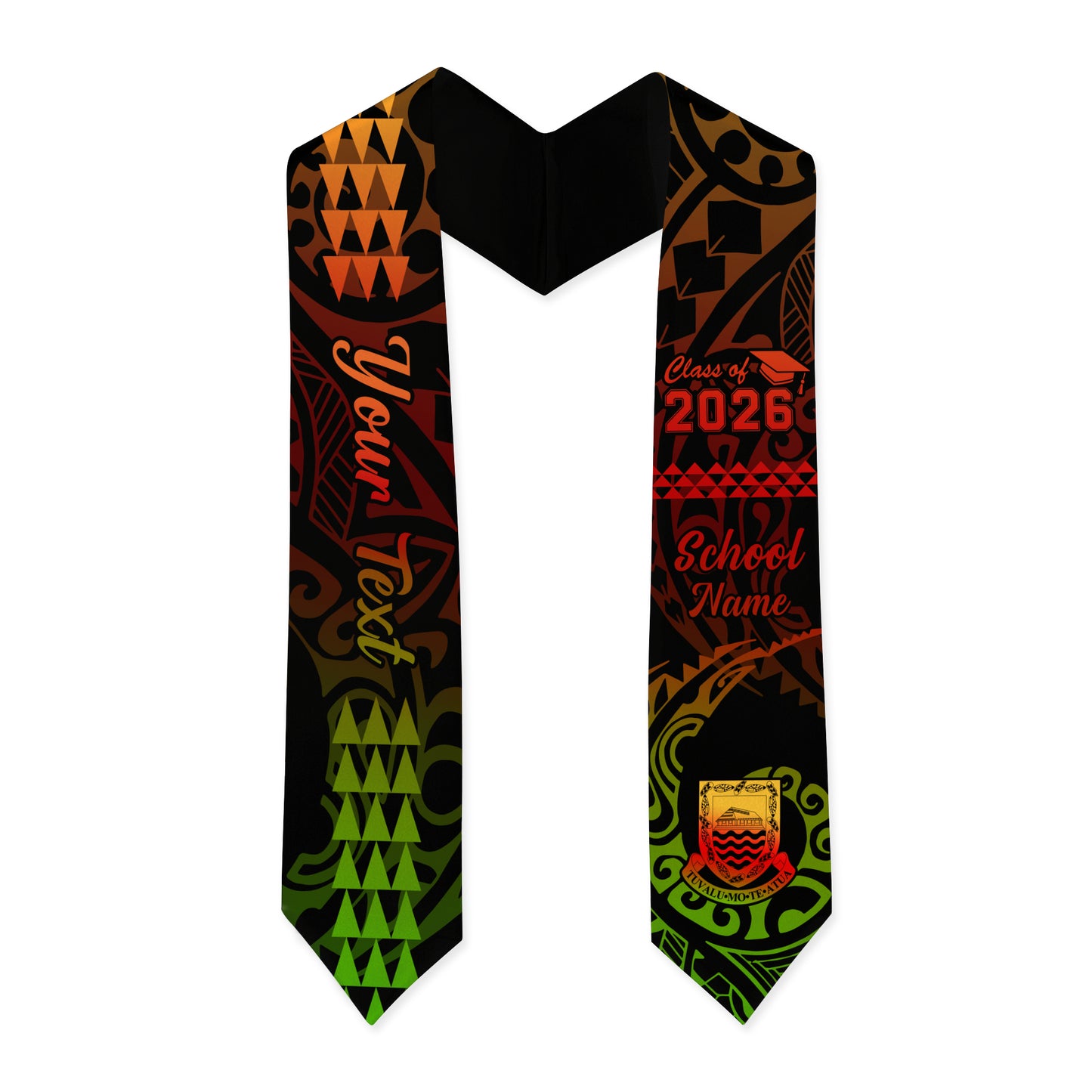 Tuvalu Graduation Stole Custom Class 2026 Tribal Kakau Style