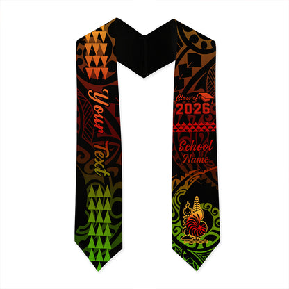 New Caledonia Graduation Stole Custom Class 2026 Tribal Kakau Style
