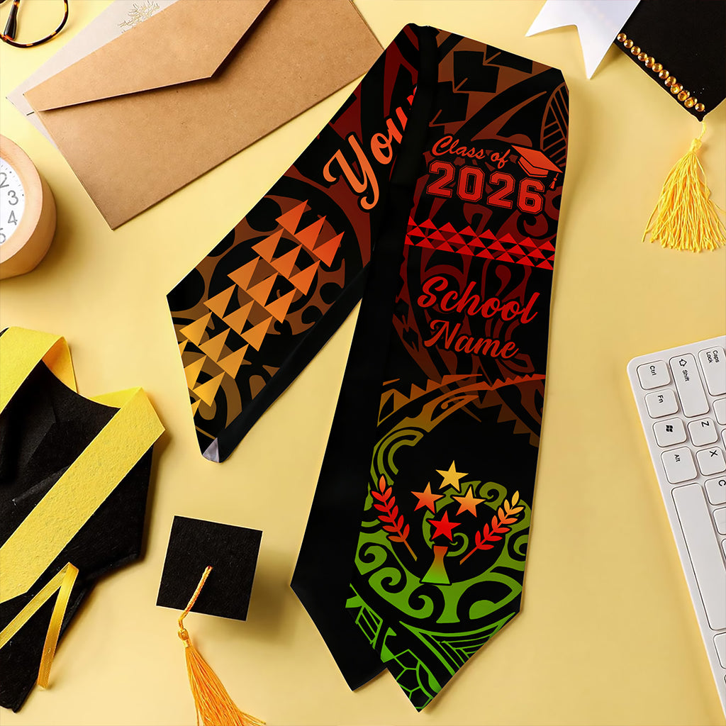 Kosrae Graduation Stole Custom Class 2026 Tribal Kakau Style