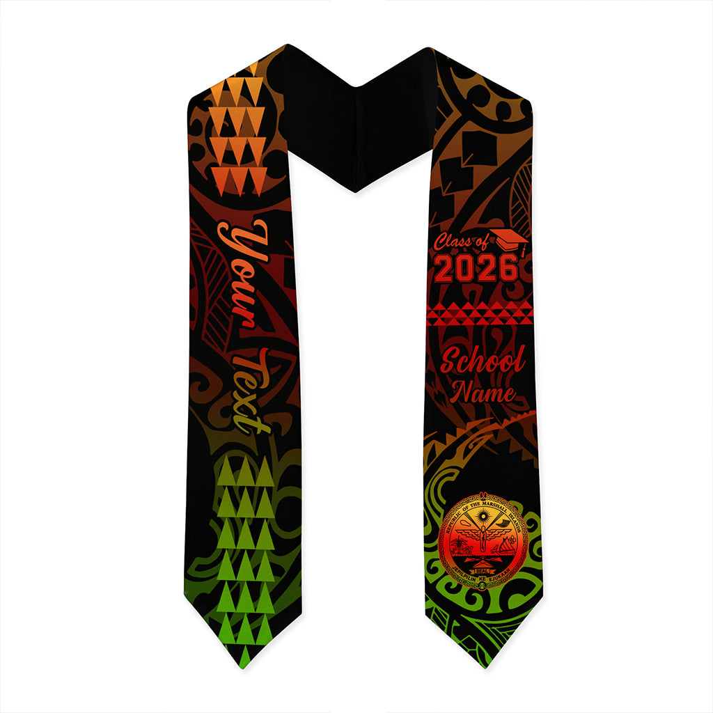 Marshall Islands Graduation Stole Custom Class 2026 Tribal Kakau Style