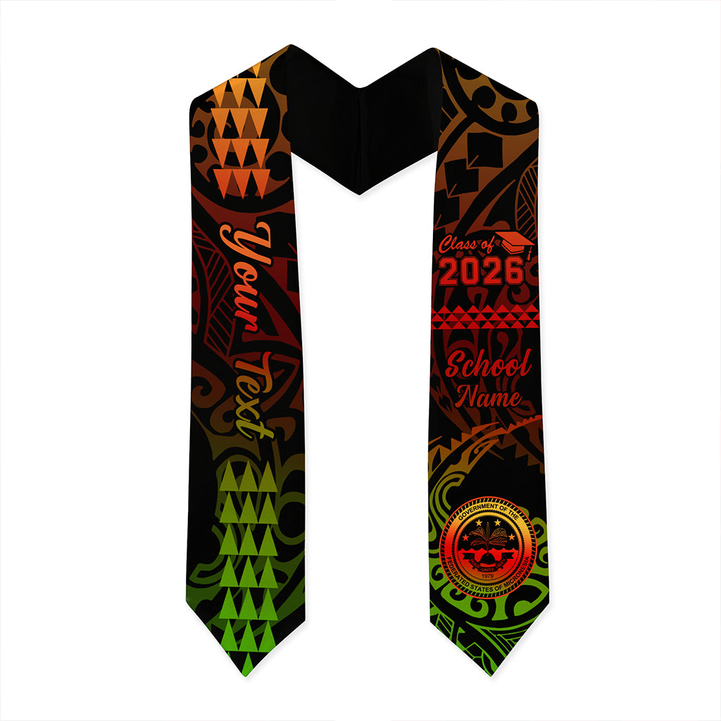 Federated States of Micronesia Graduation Stole Custom Class 2026 Tribal Kakau Style