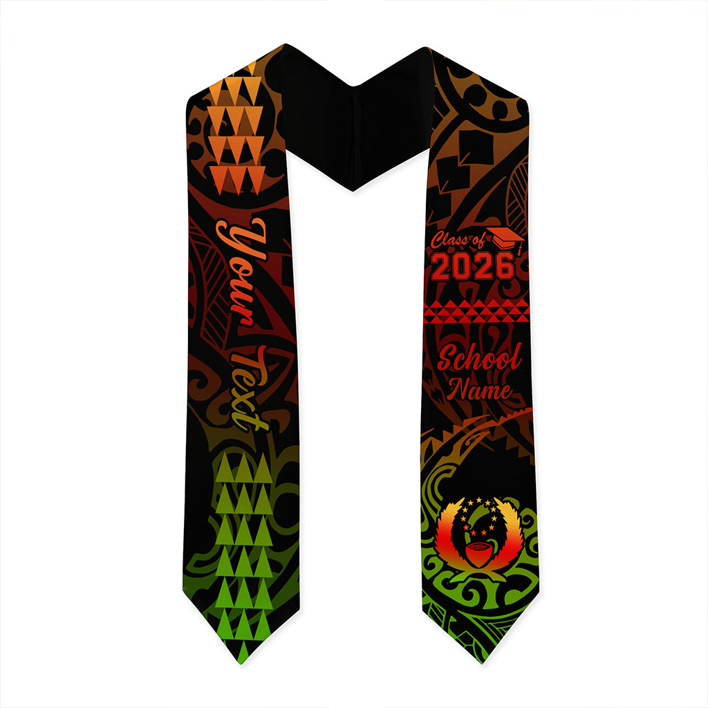 Pohnpei State Graduation Stole Custom Class 2026 Tribal Kakau Style