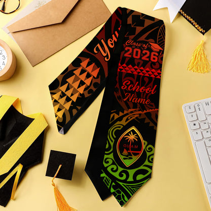 Guam Graduation Stole Custom Class 2026 Coat Of Arms Kakau Style