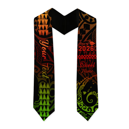Hawaii Graduation Stole Custom Class 2026 Of Map Kakau Style