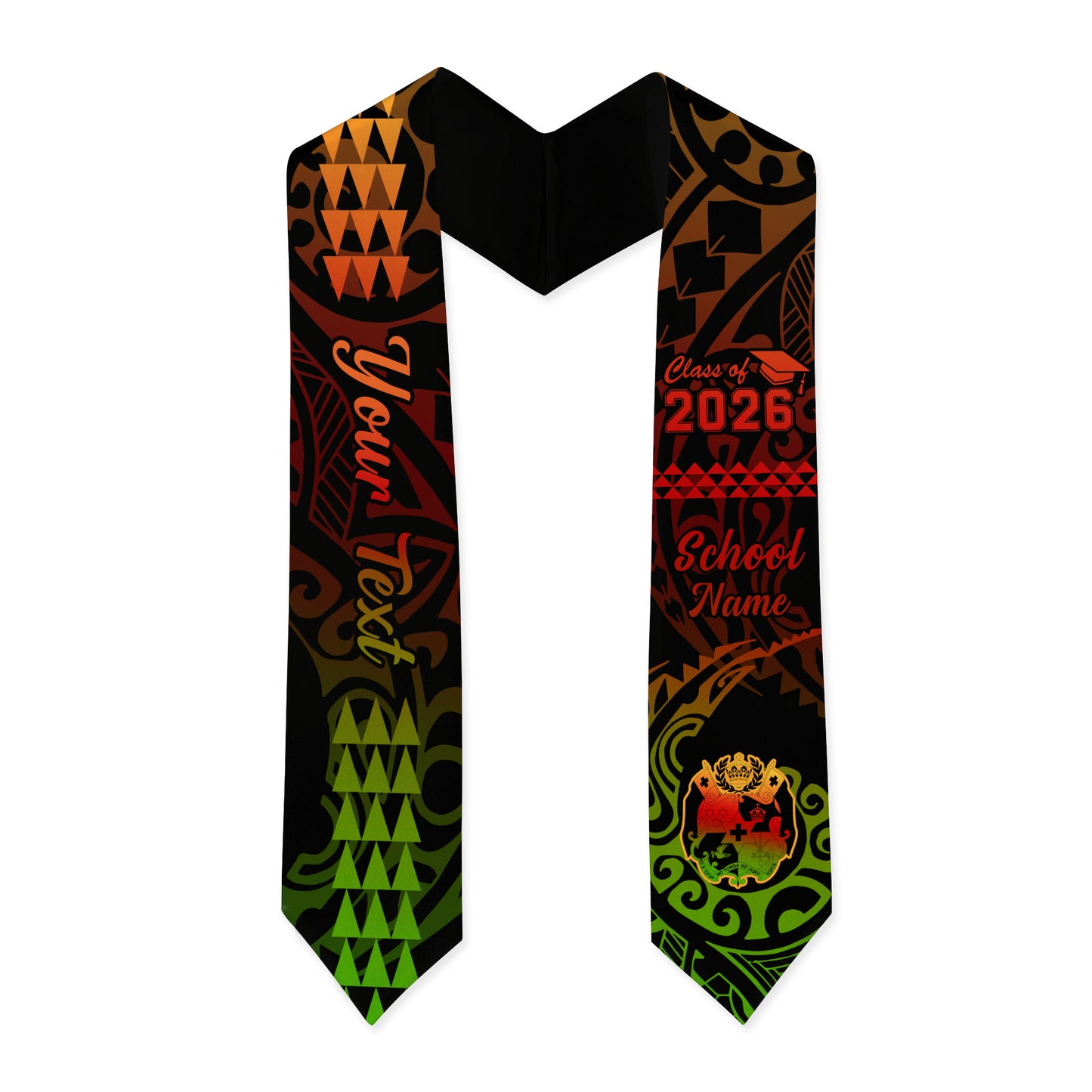 Tonga Graduation Stole Custom Class 2026 Coat Of Arms Kakau Style