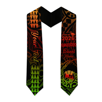 Tonga Graduation Stole Custom Class 2026 Coat Of Arms Kakau Style