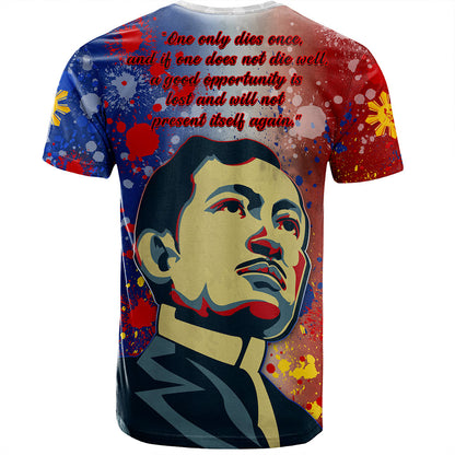 Philippines Filipinos T-Shirt Rizal Monument On Rizal Day Background Texture Brush Style