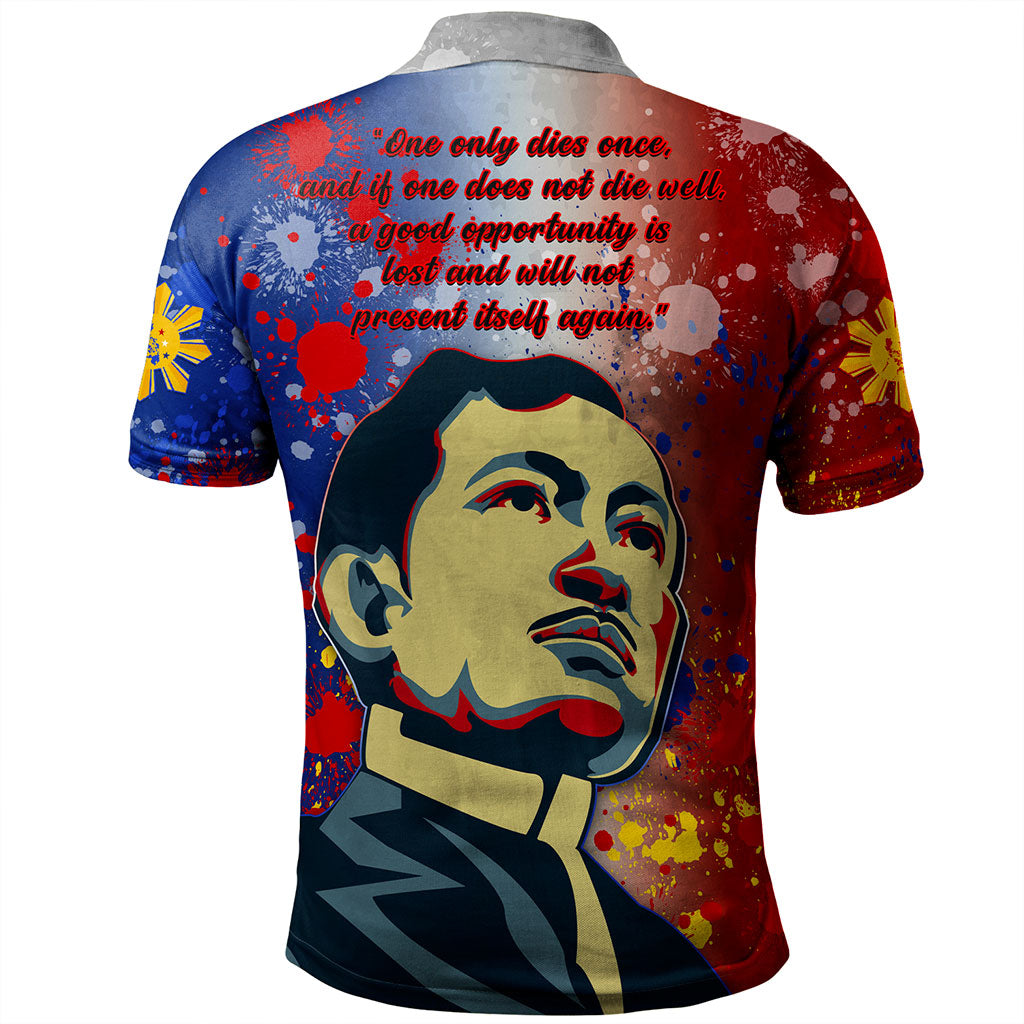Philippines Filipinos Polo Shirt Rizal Monument On Rizal Day Background Texture Brush Style