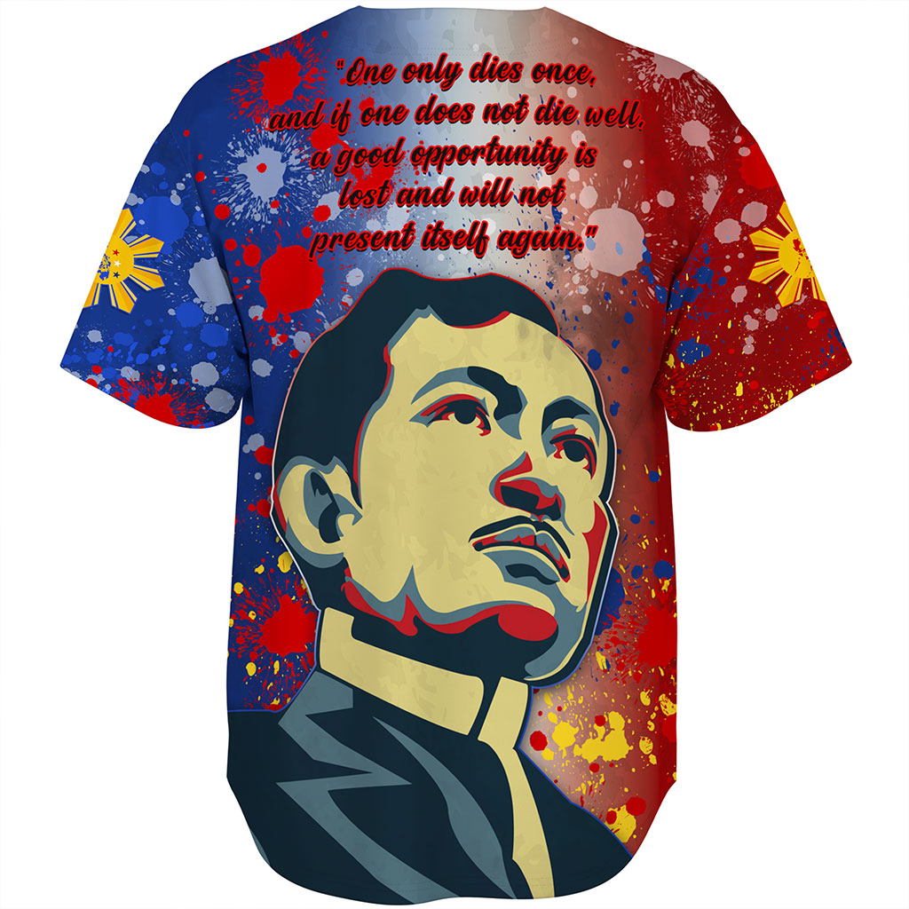 Philippines Filipinos Baseball Shirt Rizal Monument On Rizal Day Background Texture Brush Style