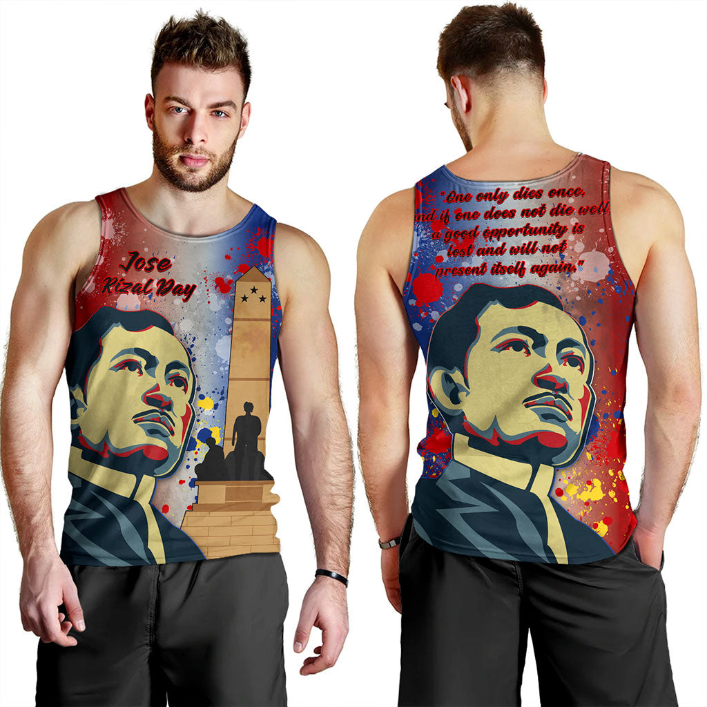 Philippines Filipinos Tank Top Rizal Monument On Rizal Day Background Texture Brush Style