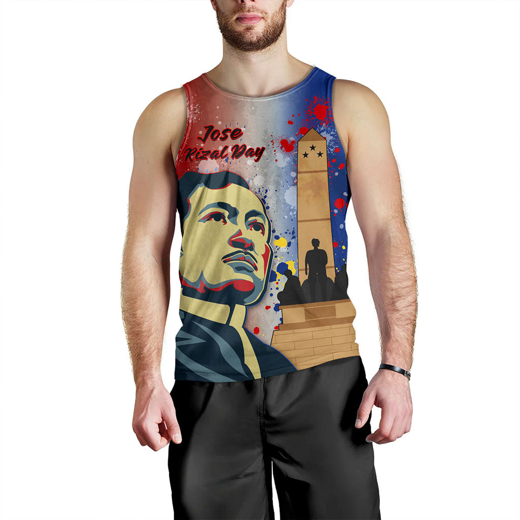 Philippines Filipinos Tank Top Rizal Monument On Rizal Day Background Texture Brush Style