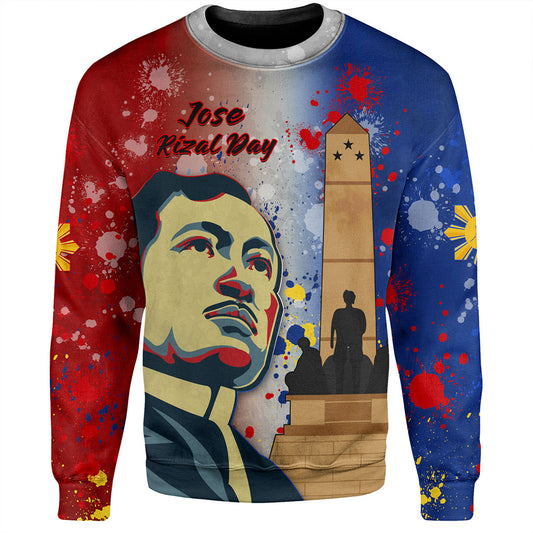 Philippines Filipinos Sweatshirt Rizal Monument On Rizal Day Background Texture Brush Style