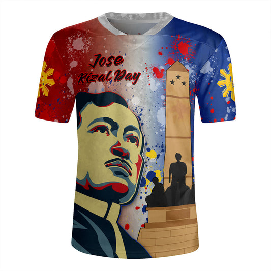 Philippines Filipinos Rugby Jersey Rizal Monument On Rizal Day Background Texture Brush Style