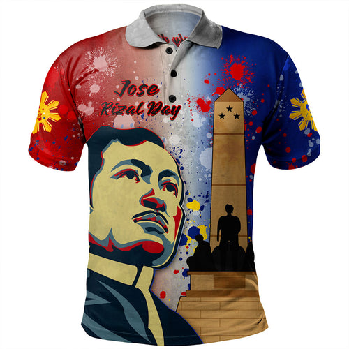 Philippines Filipinos Polo Shirt Rizal Monument On Rizal Day Background Texture Brush Style