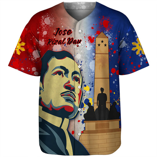 Philippines Filipinos Baseball Shirt Rizal Monument On Rizal Day Background Texture Brush Style