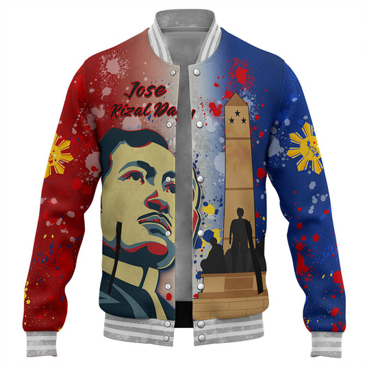Philippines Filipinos Baseball Jacket Rizal Monument On Rizal Day Background Texture Brush Style