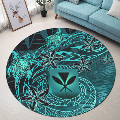 Hawaii Round Rug Kanaka Maoli Tropical Leaves Polynesian Pattern