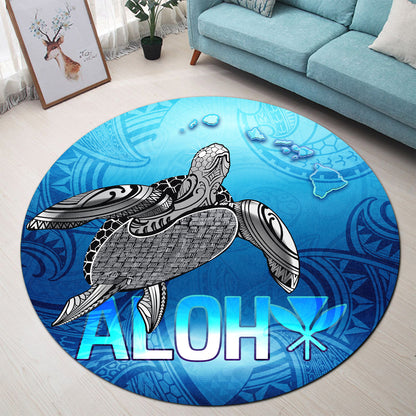Hawaii Round Rug Aloha Turtle Ocean Style